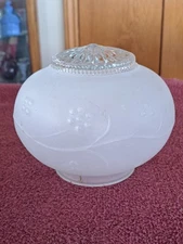 Frosted Floral Berry Round Vintage Replacement Light fixture, Lamp Globe Single