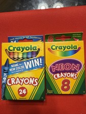 Crayola Crayons "Name the new color" 24 Pack Dandelion Retiring, Neon Crayons 8