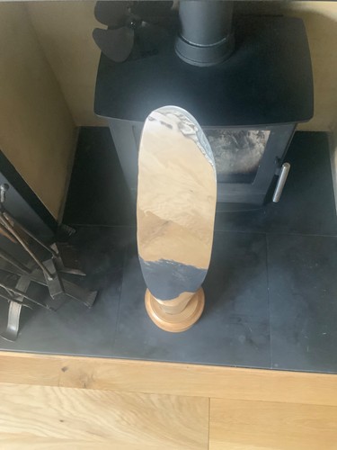 Polished Aluminium Airplane Propeller Blade Mounted on an Oak base - Picture 4 of 5