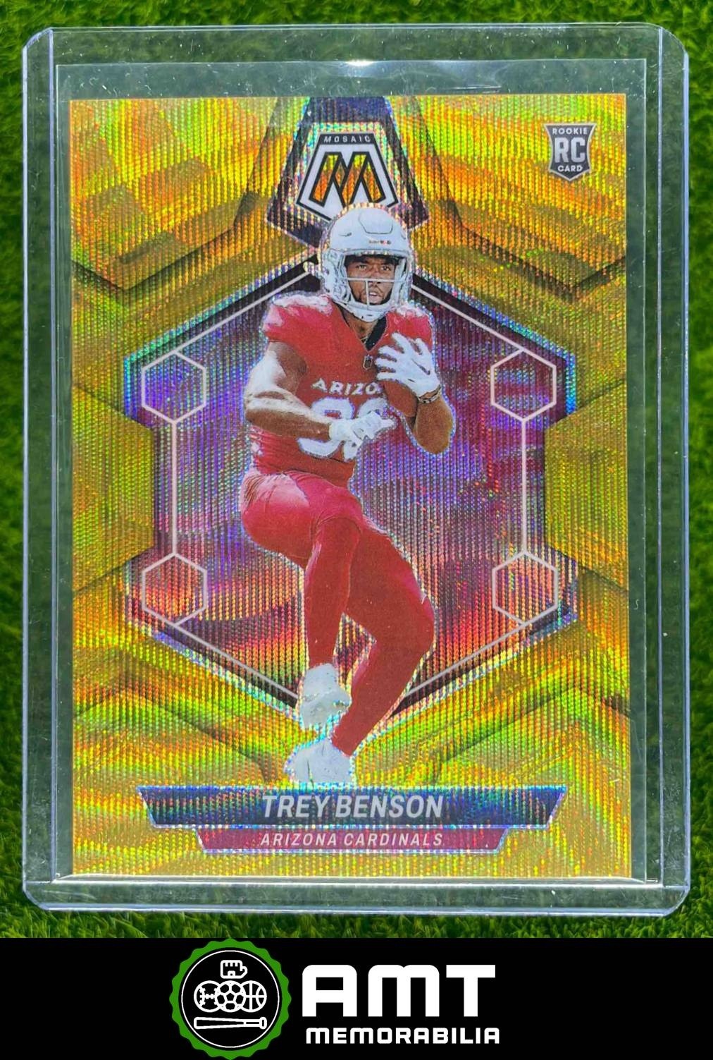 Trey Benson RC 2024 Panini Mosaic Gold Wave Prizm 13/17 Arizona Cardinals #360