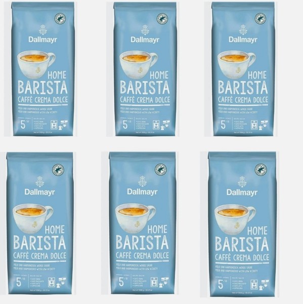 6X 1Kg Dallmayr Home Barista Caffè Crema Dolce Ganze Bohne Kaffeebohnen Kaffee-image