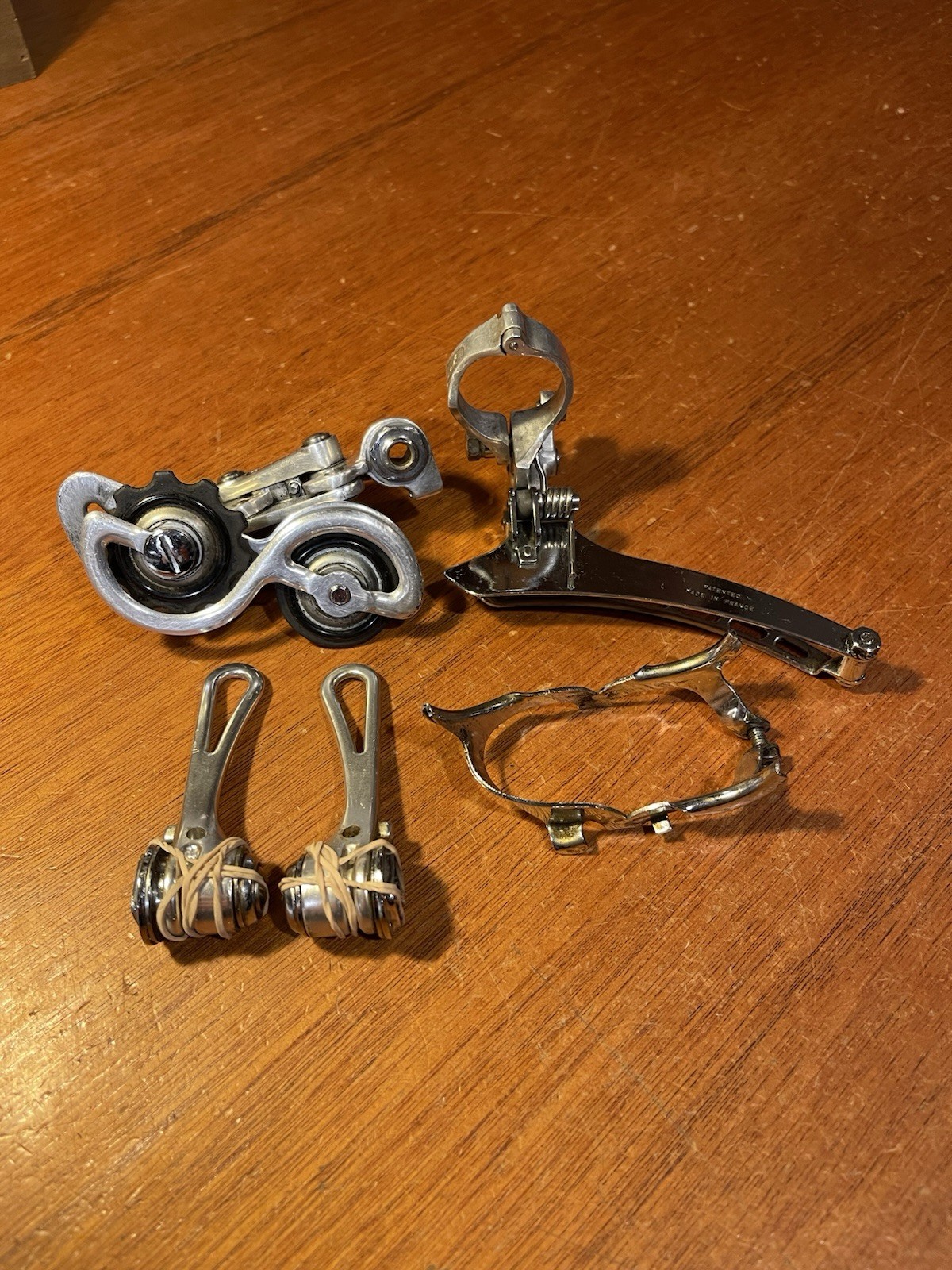 Vintage Huret Jubilee Derailleurs With  Down Tube Shifters Plus Cable Guide