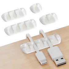GLUIT Adhesive Desktop Cable Organizer Versatile Cord Holders Wire White