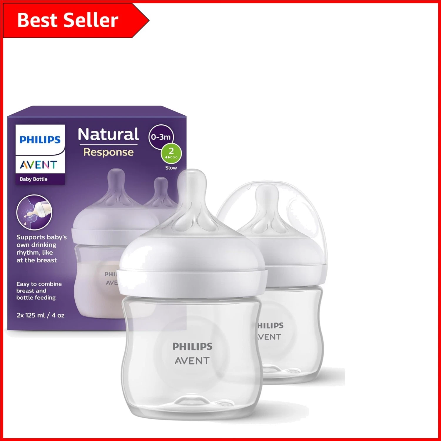 Philips 125ml Natural Response Baby Bottle Duo - Decrease Colic & Feed Smoothly
