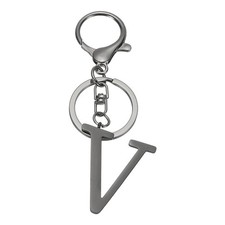 Initial Letter Keychain, Metal Alphabet Letter V Keyring, Black