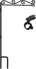 Garden Flag Stand, Premium Garden Flag Pole Holder Black Metal Powder-Coated Wea