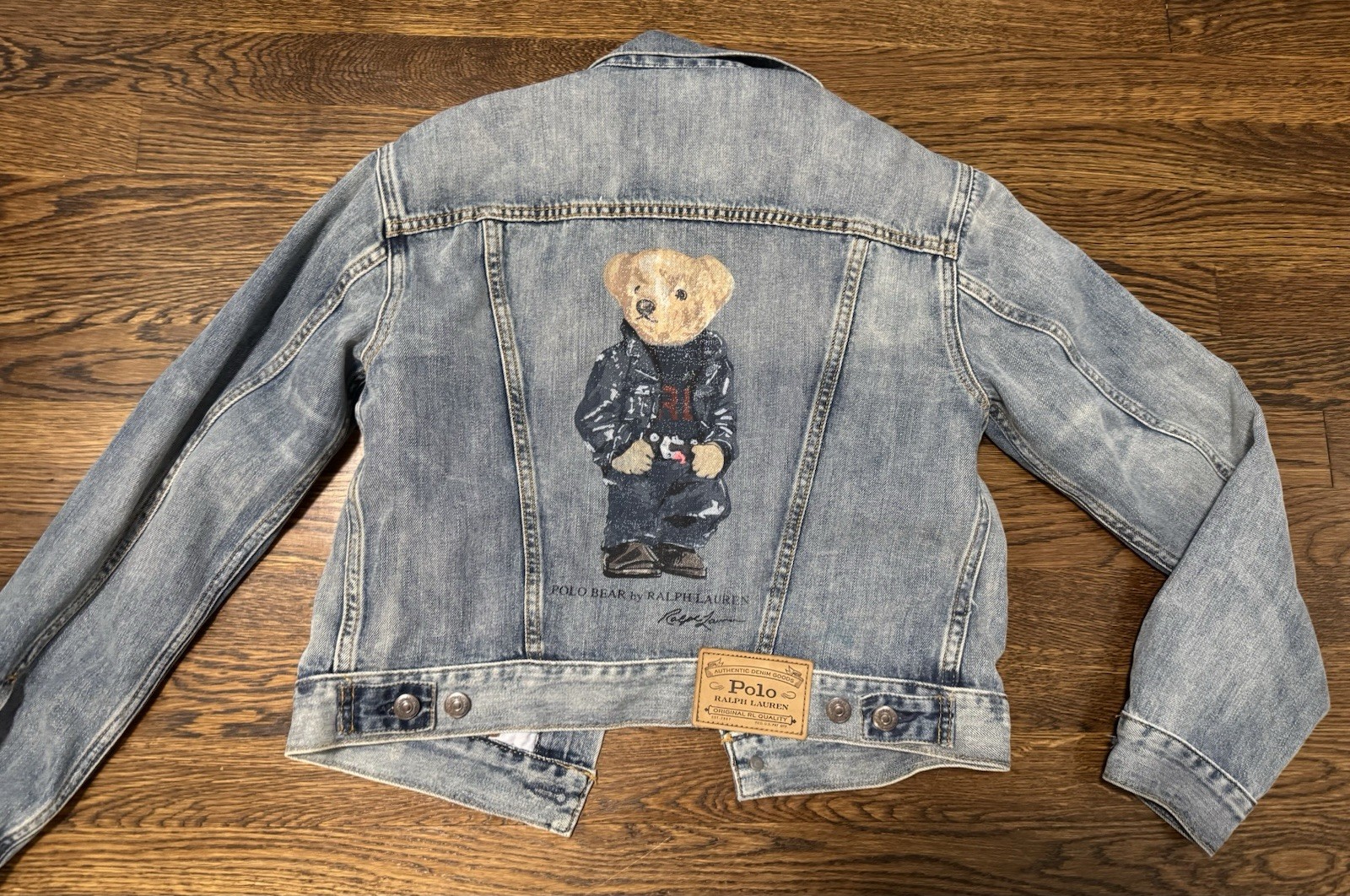 Polo Ralph Lauren Bear Denim Jacket Size Small EUC Rare image 6