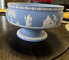 Wedgewood England Blue Jasperware Pedestal Bowl