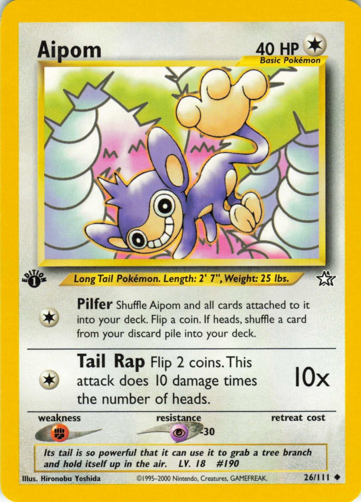 Aipom - 1st Edition - 26/111 Neo Genesis - WOTC - Pokémon TCG - 2000