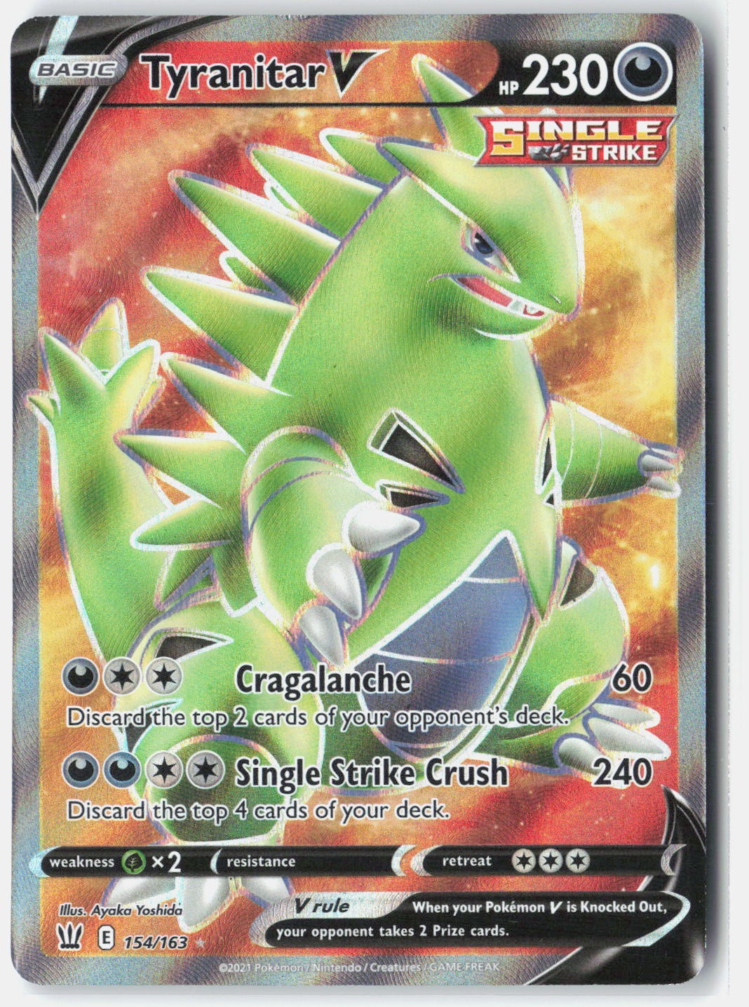 Tyranitar V (Full Art) SWSH05: Battle Styles 154/163 Pokemon Card Holo