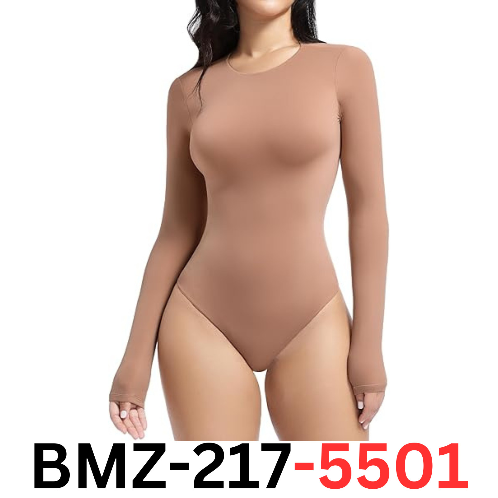 YIANNA Long Sleeve Bodysuit for Women Crew Neck Body-hugging Top Thong Sienna XS