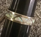 Vintage Native American Sterling Silver Opal Ring Band Navajo Sz 10.5
