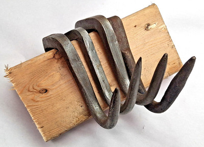 Meat Butcher Hanging S Hooks Lot of 4 Wrought Iron Hand Forged Hunting Farm Tool