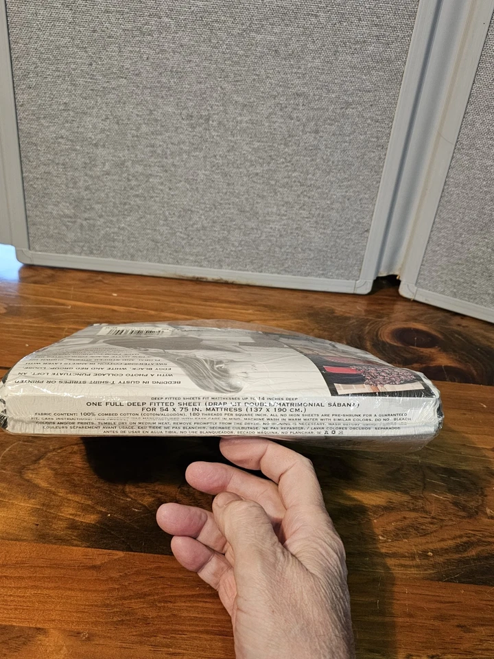 Sábana bajera Ralph Lauren Loft rayas negras/blancas completa 14" profunda 100 % algodón Foto 3 de 4