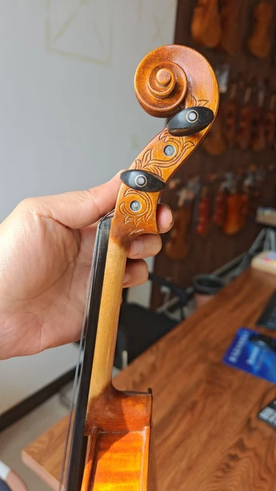 Красиво резной Страдивир 4/4 ручной работы скрипка с бесплатный чехол и Бесплатная доставка - Изображение 2 из 4