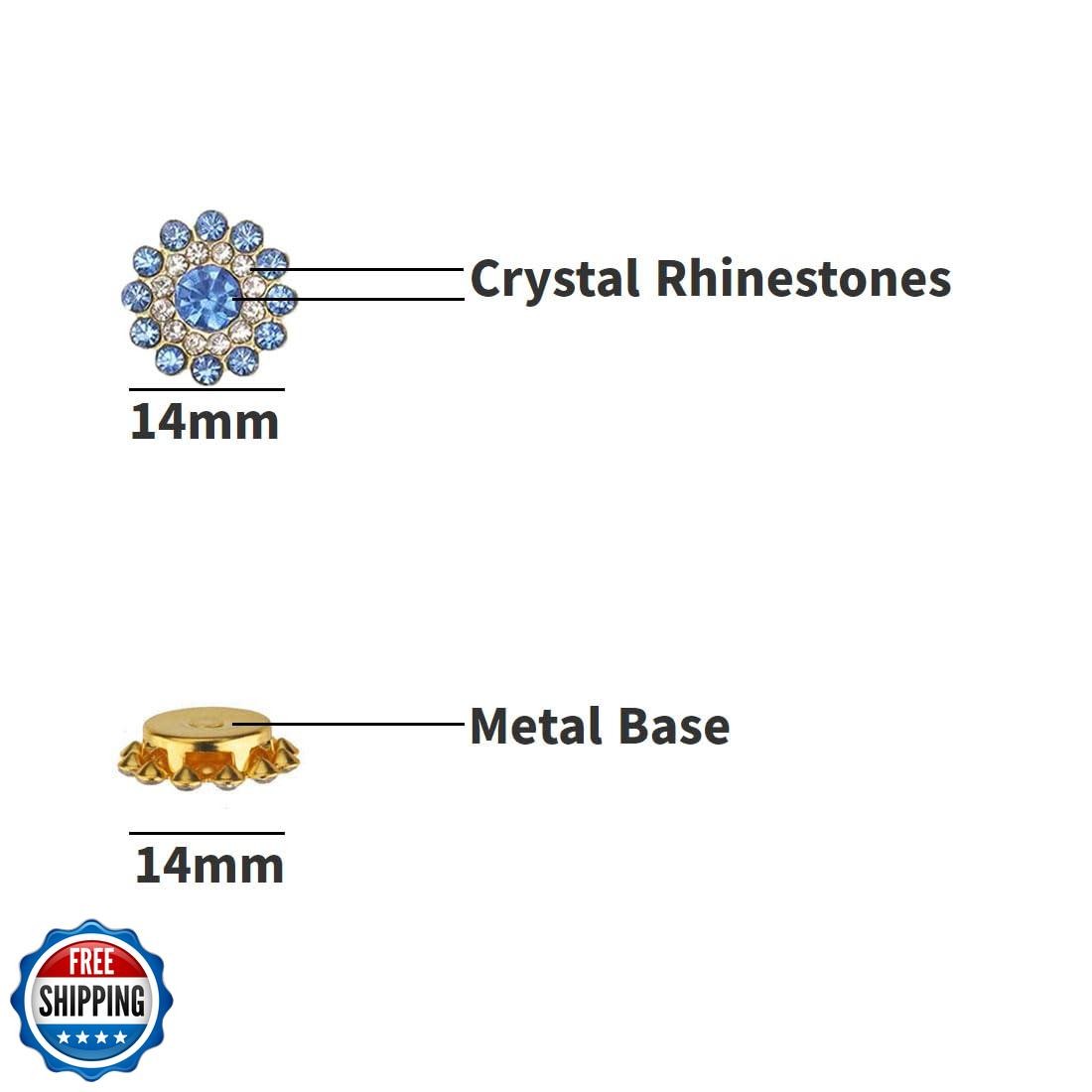 TKDUJH 100pcs 14mm Gold Claw Sew on Rhinestones, Crystal Gems Jewels for Craf