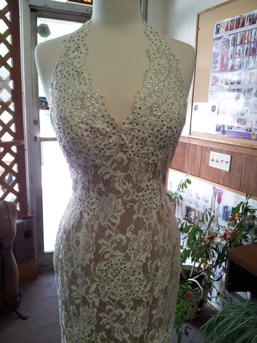 Jovani Ivory Lace Crystals Special Occasional Prom Evening Dress Size 8 $800.00 - Picture 4 of 10
