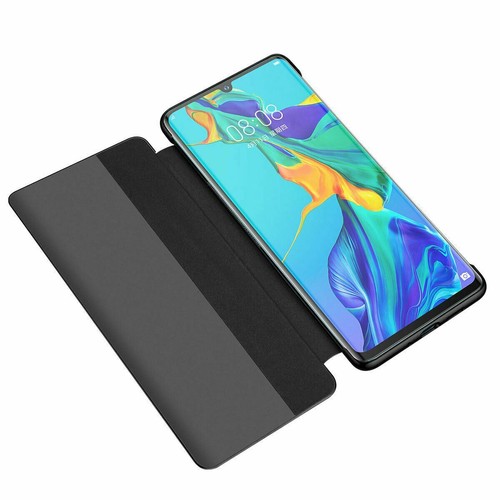 Luxury Genuine Cowhide Leather Window Flip Smart Case Cover F Huawei P30 P30 Pro - Picture 10 of 24