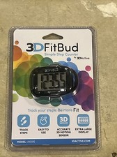 3D FitBud Simple Step Counter Pedometer Model A420S With Lanyard - Black