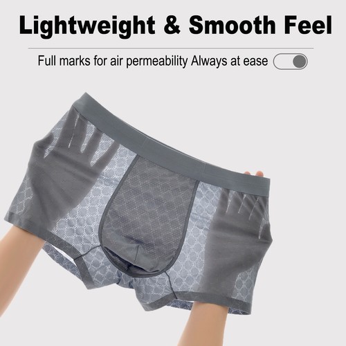 5-6 Pack Men Boxer Briefs Pouch Ice Silk Anti Chafing Underwear Shorts Trunks - Picture 3 of 18