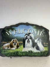 Bradford Exchange Lovable Shih Tzus Welcome Wall Plaque Dog Lovers Animal Decor