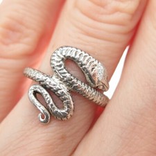 925 Sterling Silver Vintage Snake Oxidized Ring Size 5.5