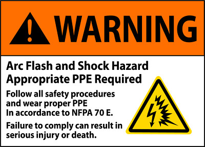 WARNING ARC FLASH AND SHOCK HAZARD APPROPRIATE 1 | Adhesive Vinyl Sign Decal