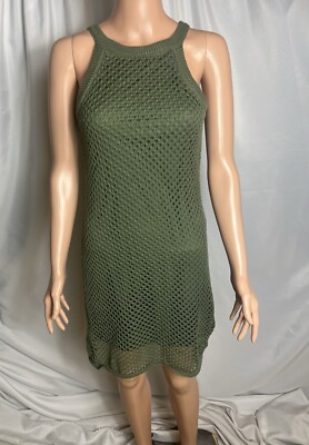 Charlotte Russe NWT Womens Knit Mesh Olive Green Mini Dress Sleeveless  Size M | eBay