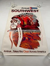 Original Amtrak Southwest Poster David Klein Art Unfolded 25x40