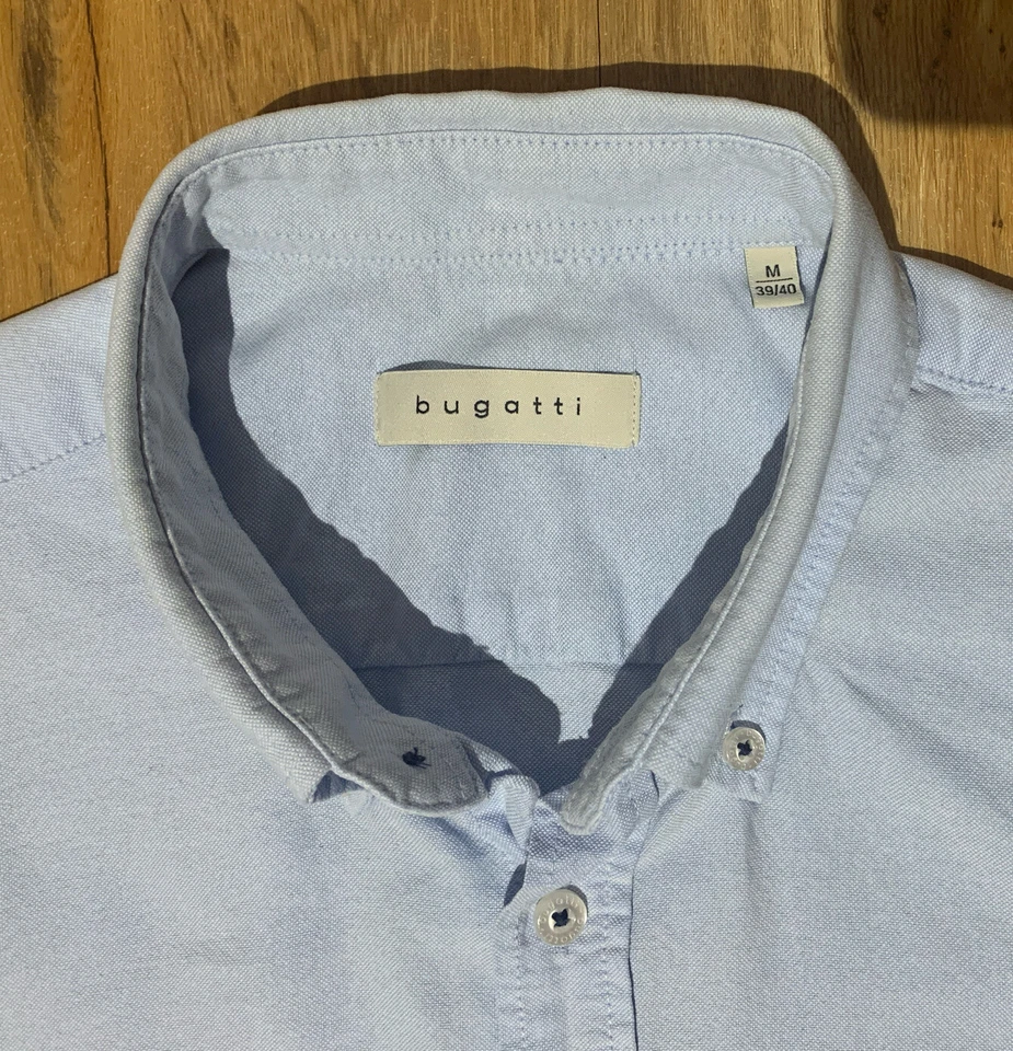 Bugatti we are europe Herren Hemd Blau Button-Down Kragen M 39/40 100% Baumwolle - Bild 3 von 4