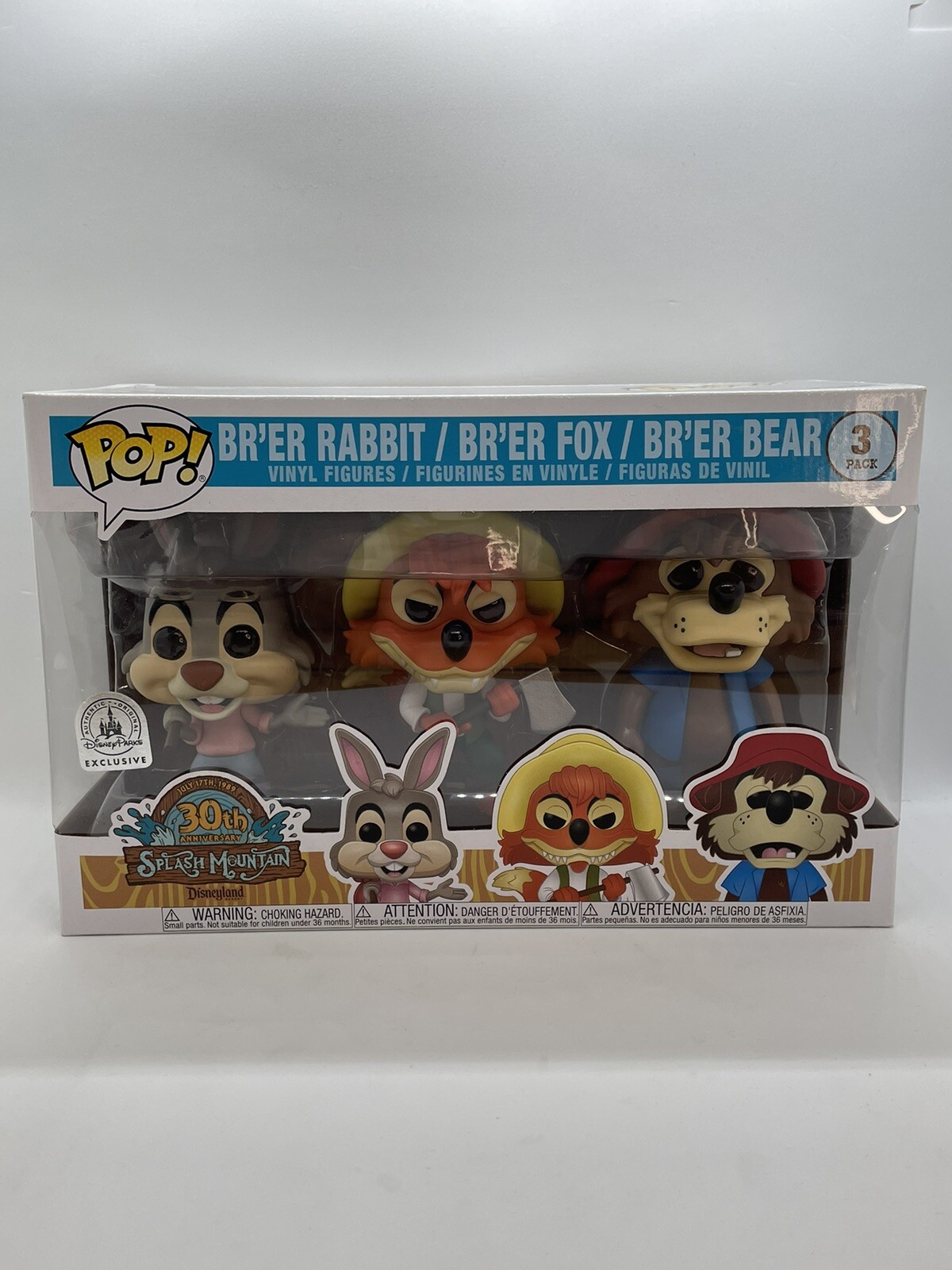 Funko Pop Disney Exclusive Splash Mountain 3 Pack Brer Rabbit Fox Bear