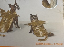 Dog Cat Pet Metallic Gold Dragon Costume Outfit Size XS GOLD Halloween Party NEW