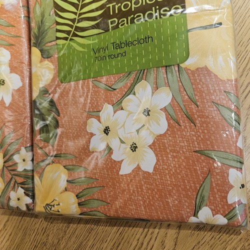 Lot of 2 Tropical Paradise Oblong Tablecloths Island Hawaiian Theme Floral New