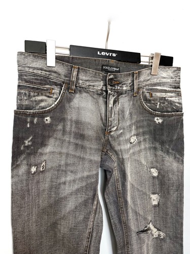 Dolce & Gabbana Men Gray Jeans Size 48 Made in Italy Holes&Scratches - Picture 2 of 10