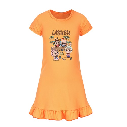 Kids Girls Cute Labubu Monster Nightwear Dress Sleepwear Pyjamas Nightgown Skirt - Picture 39 of 54