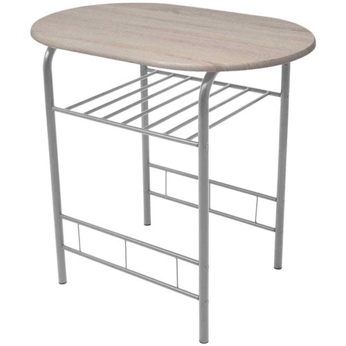 Breakfast Bar Set MDF Iron Dining Table 2 Stools Chairs Kitchen Silver/Black New - Picture 12 of 14