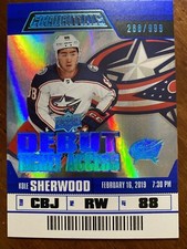 19-20 UD Credentials Hockey Debut Ticket Access 63 Kole Sherwood /999