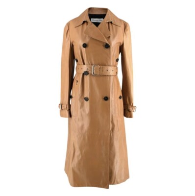 【美品】クリスチャンディオール Dior ロングダッフルコート キャメル トグル Christian Dior Women's Camel Brown Leather Trench Coat Size 10 US