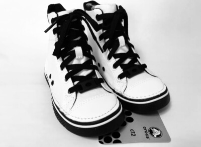 Crocs Canvas Hover Sneak Hi Top white/black kids size C 12 