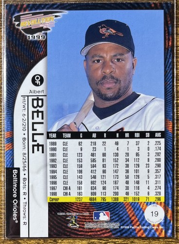1999 Pacific Revolution Albert Belle Baltimore Orioles #19 NMMT FREE SHIPPING! - Picture 2 of 2