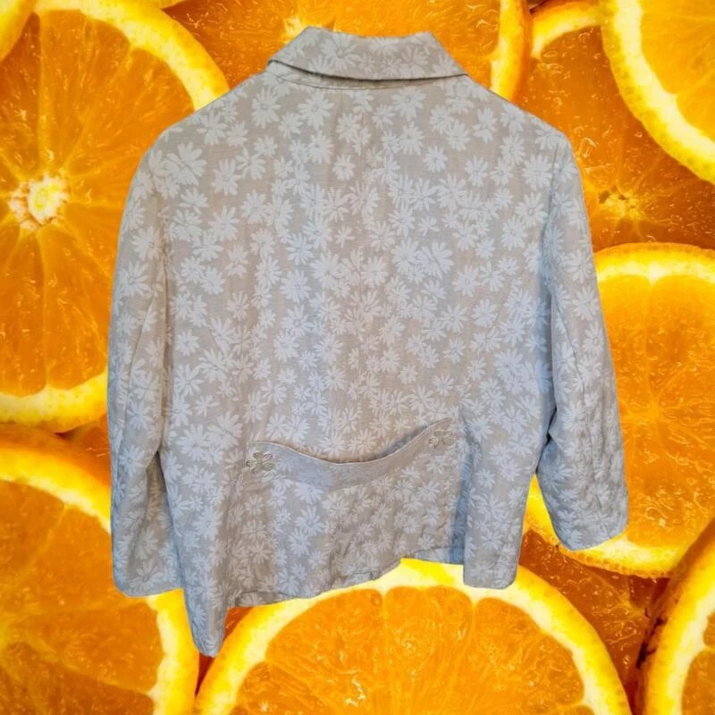 Blazer Liz Claiborne Primera Edición Blanco y Tostado Margarita Talla XL Foto 2 de 4