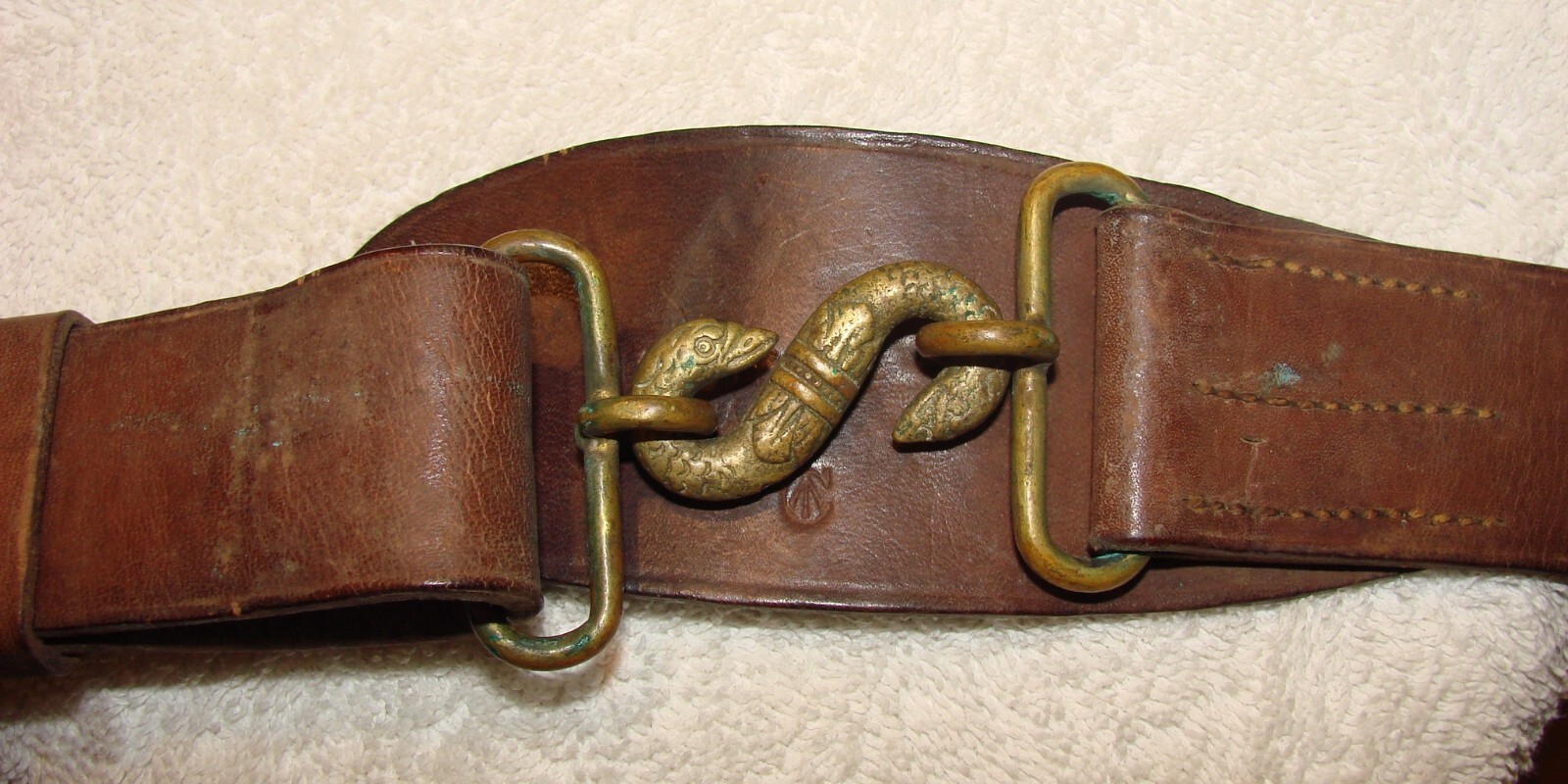 WWI Canadian Snake Serpent Buckle & Leather Belt CARSON Co. Ottawa