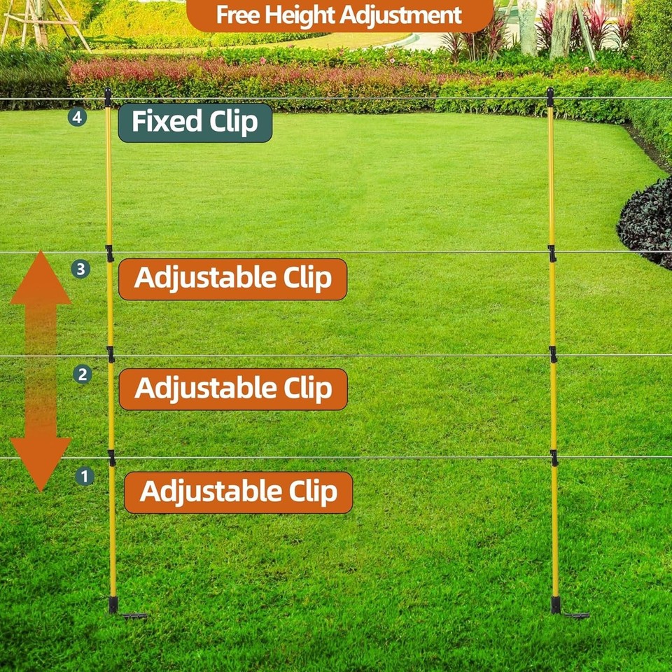 45" Fiberglass Fence Posts 10 PCS, Step in Electric Fence Posts, Step