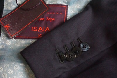 Isaia Gregorio Blue Herringbone S130s Wool Sport Coat Jacket 42S