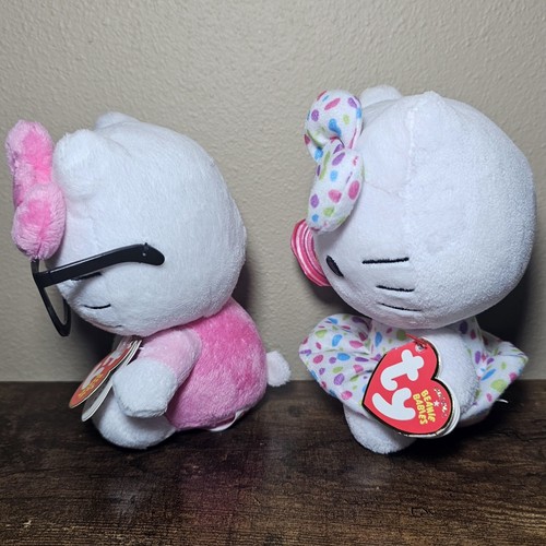 3 Hello Kitty Stuffed Animal Toys Ty Sanrio & Fiesta Girls White Plush Cat Lot - Picture 8 of 10