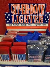 Patriotic "GIT-ER-DONE" Refillable Butane Lighter (Red & Blue available)