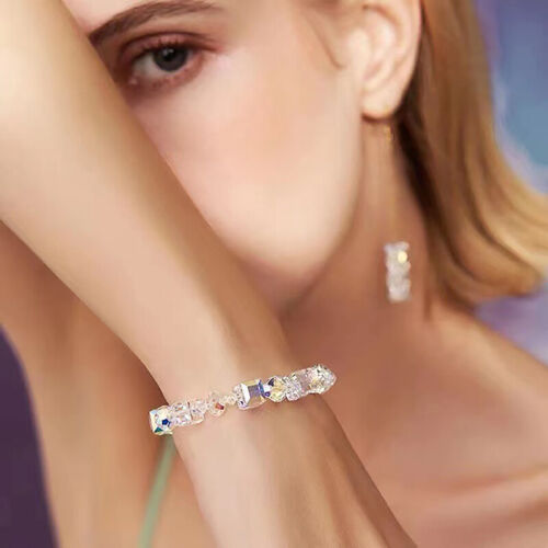 AB Color Beaded Bracelet Handmade Wristband Fashion Square Crystals For Women - Zdjęcie 1 z 17