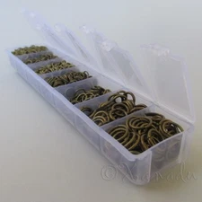 Jump Rings Antiqued Bronze 1500PCs Mix - 7 Assorted Sizes In Plastic Storage Box