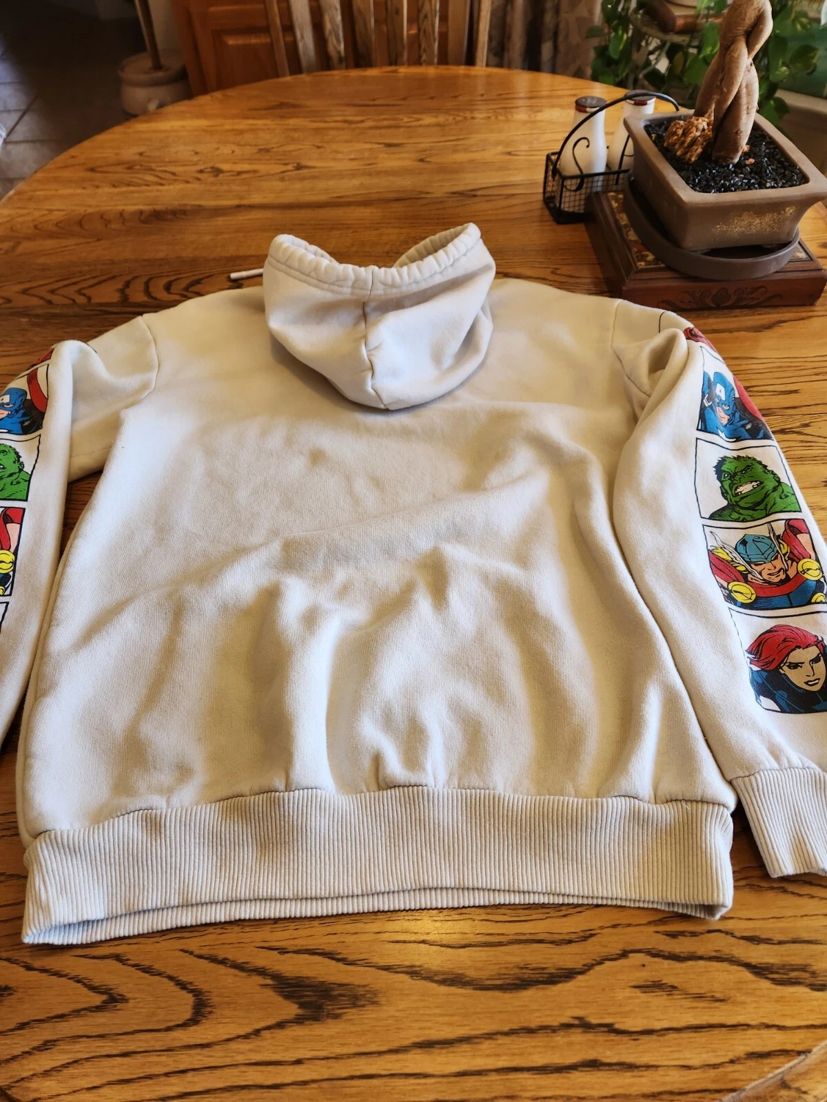 OFF WHITE Felpa con cappuccio MARVEL PRESENT taglia S Marvel Supereroi! Crema Avorio