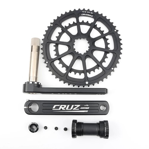  Road Bike Crankset 155-175mm Crank 50-34T/52-36T/53-39T Double Chainring  - Picture 7 of 26
